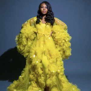 WHITE SPARKLE TULLE ROBE